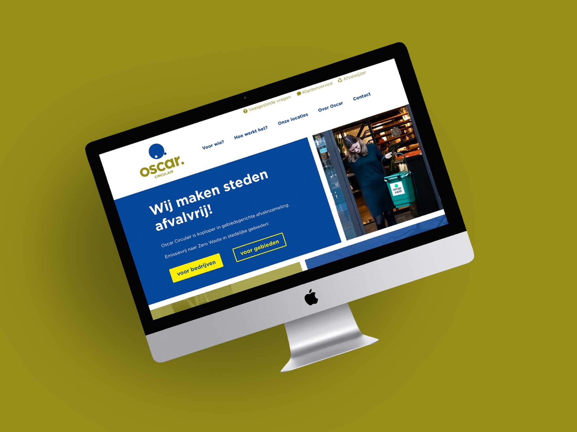Voorbeeld van oscar circulair homepage op blauwe achtergrond