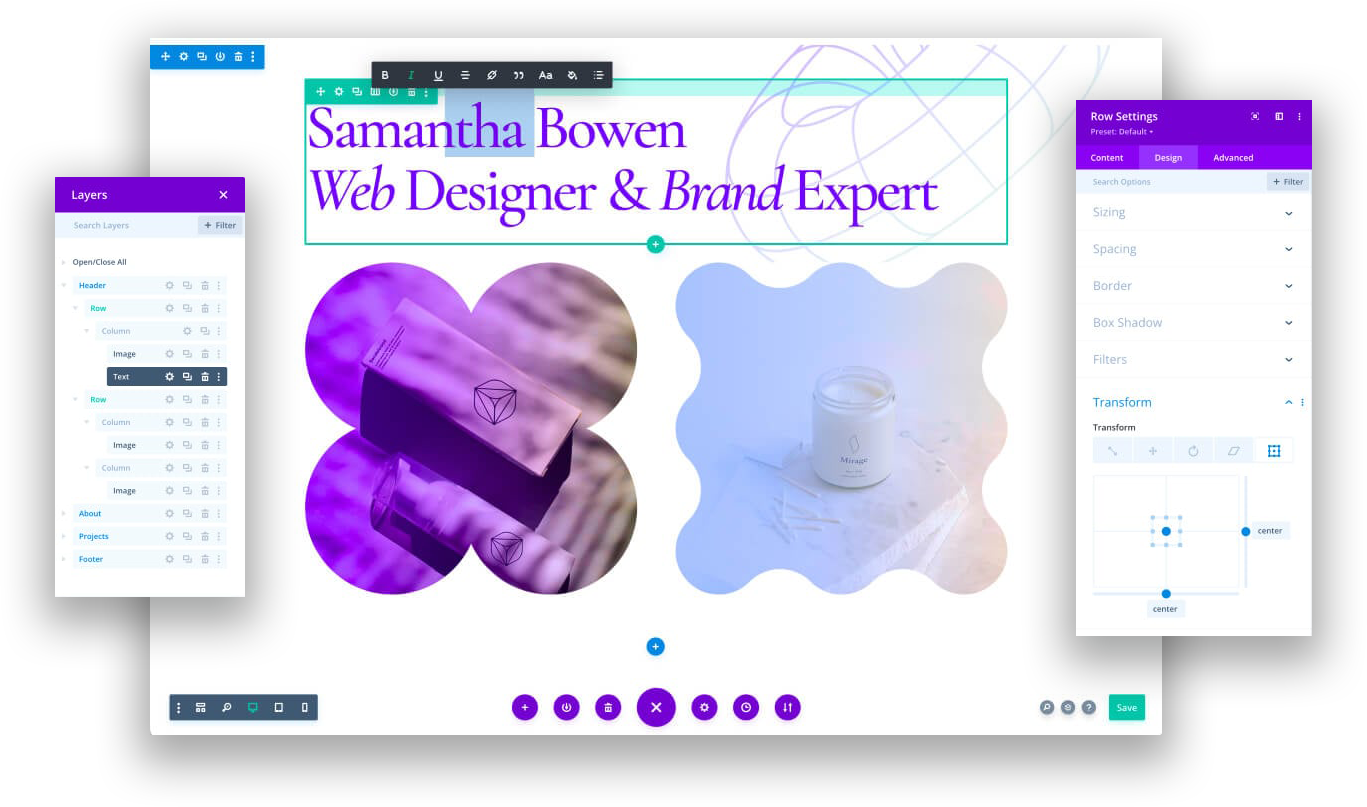 divi voorbeeld van layout